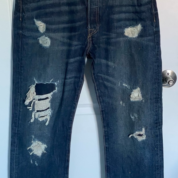 Levi’s 501 Destructed Button Fly Denim Jeans Blue 29859 - Picture 6 of 16